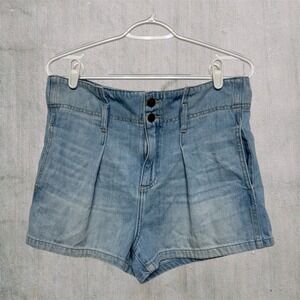 Disclosed Small Denim Cinched Shorts Jean Light Wash High Waist Womens